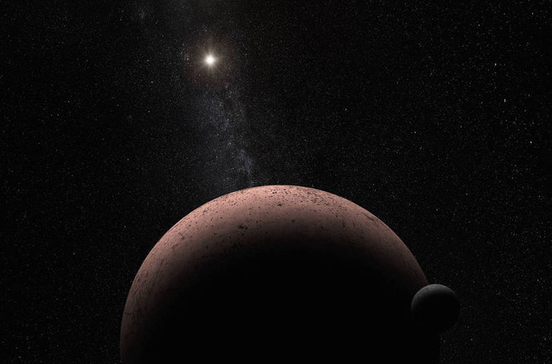 Interpretación artística de Makemake basada en datos del Hubble