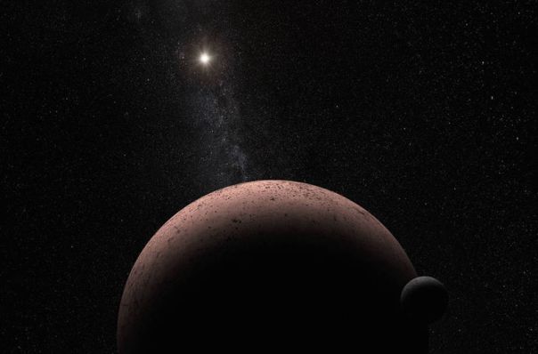 Interpretación artística del planeta enano Makemake y su recién descubierta luna MK2. | NASA, ESA, A. PARKER (SWRI) 