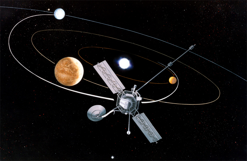 Recreación artística de la sonda Mariner 10