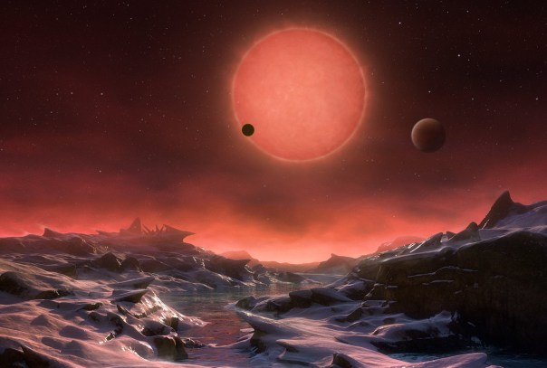 Impresión artística desde la superficie de uno de los planetas de TRAPPIST-1