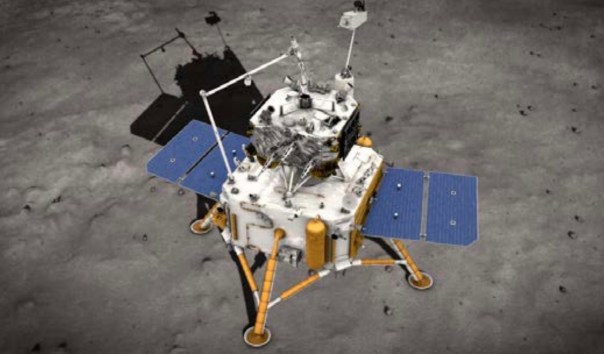 Recreación de la sonda china Chang'e 5 de recogida de muestras