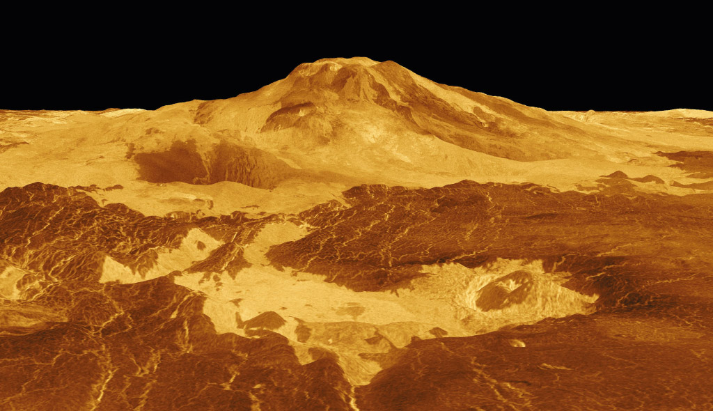 Recreación del volcán Maat Mons en Venus