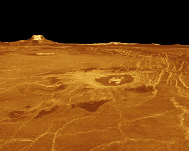 Vista en perspectiva tridimensional de Eistla Regio