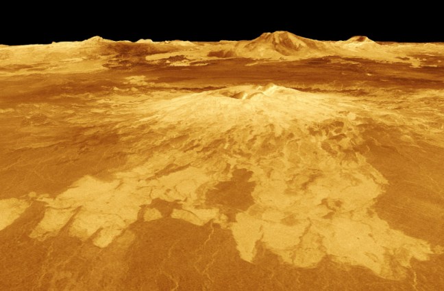 Vista en perspectiva 3D de Sapas Mons