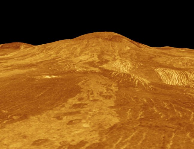 Vista en perspectiva 3D de Sif Mons