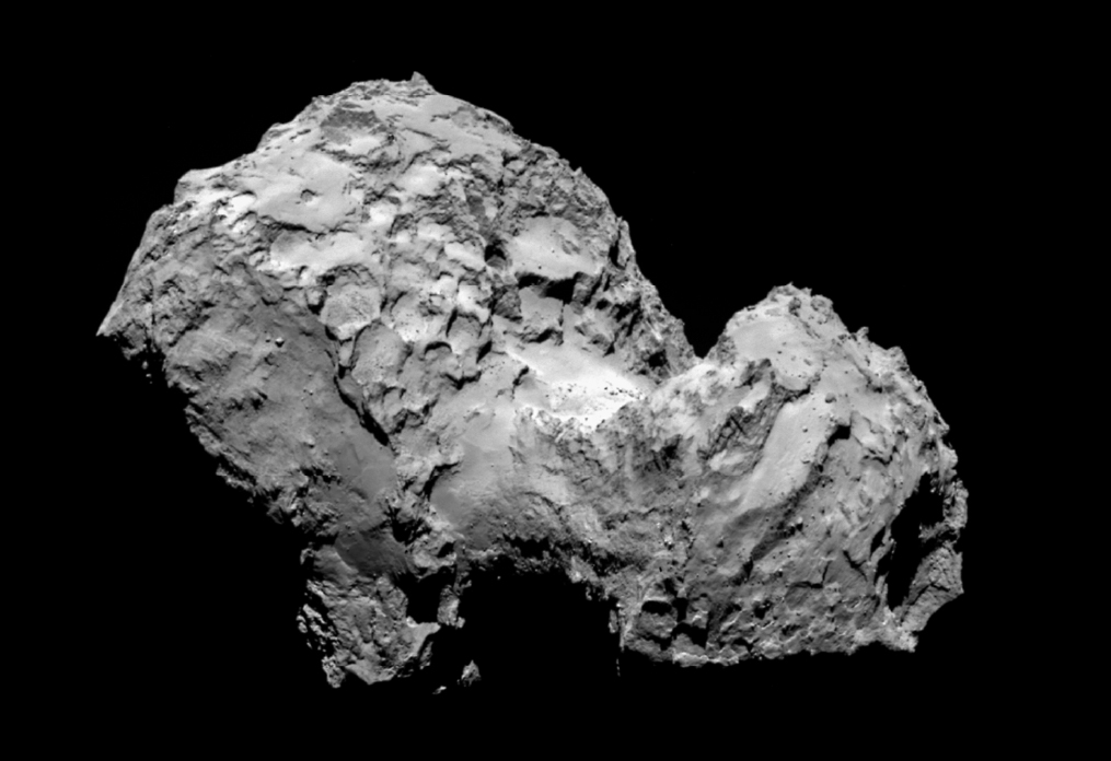 Núcleo del cometa 67P/Churyumov-Gerasimenko fotografiado por la sonda Rosetta de la ESA.
