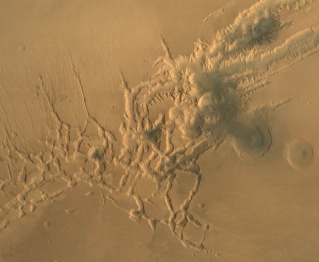 Noctis Labyrinthus en Marte visto por la Mars Orbiter Mission