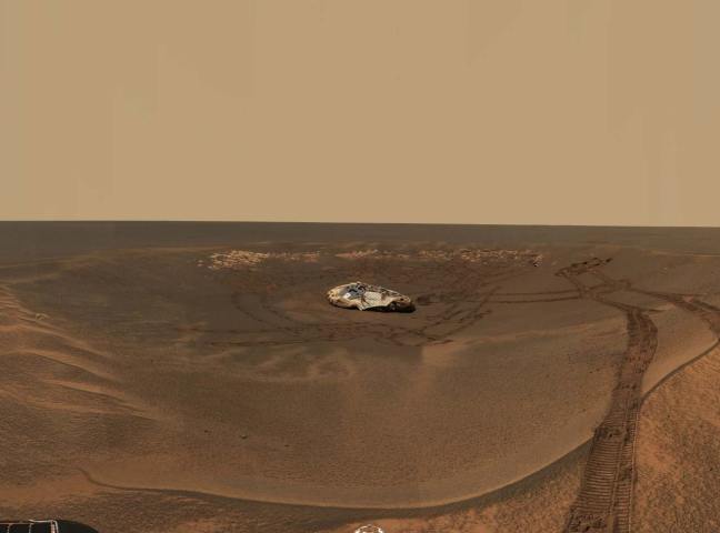 Panorama Lion King de Opportunity mostrando Eagle Crater y Meridiani Planum