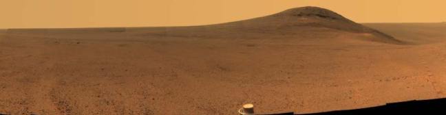 Vista panorámica de Perseverance Valley en el cráter Endeavour captada por Opportunity