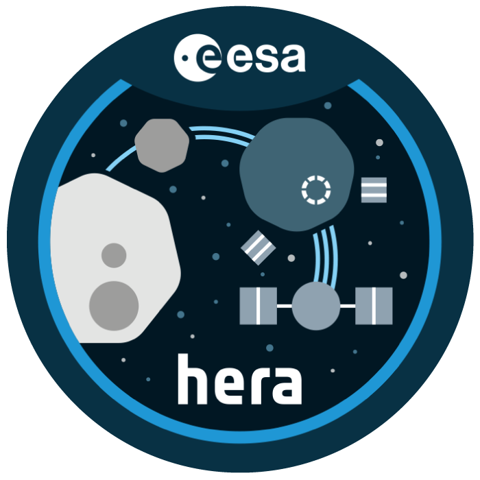Emblema oficial de la misión Hera de la Agencia Espacial Europea.