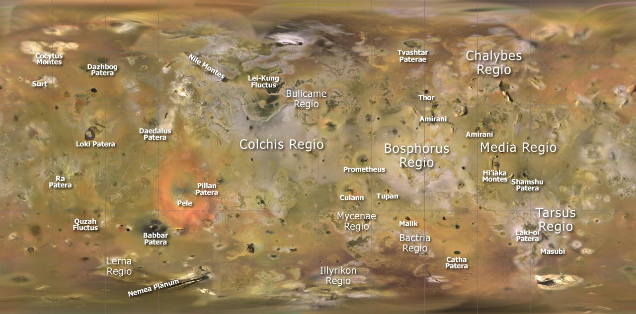 Mosaico en color de la superficie de Ío