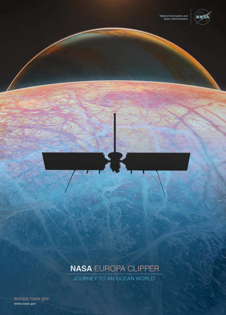 Póster oficial de la misión Europa Clipper de la NASA.